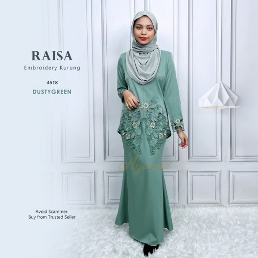 Raisa Embroidery Kurung 4518 (DustyGreen) 