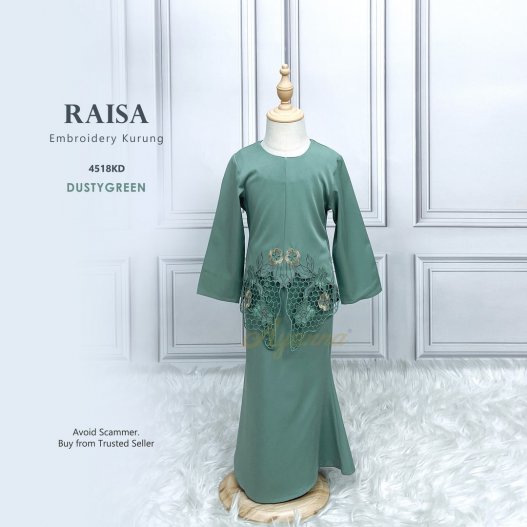 Raisa Embroidery Kurung 4518KD (DustyGreen) 