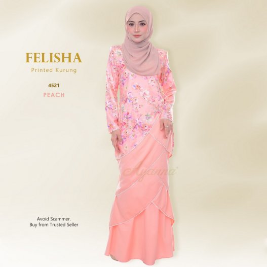 Felisha Printed Kurung 4521 (Peach) 