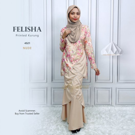 Felisha Printed Kurung 4521 (Nude) 