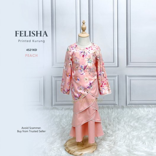 Felisha Printed Kurung 4521KD (Peach) 