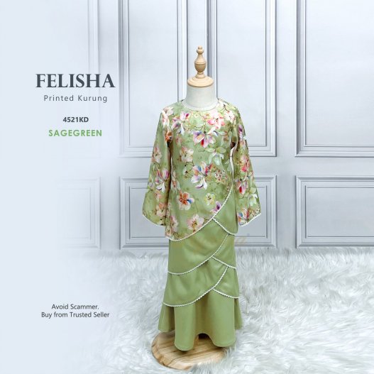 Felisha Printed Kurung 4521KD (SageGreen)