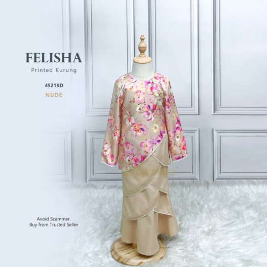 Felisha Printed Kurung 4521KD (Nude) 