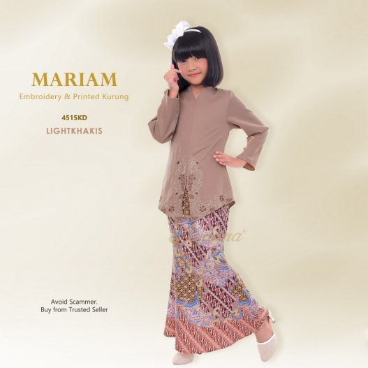 Mariam Embroidery & Printed Kurung 4515KD (LightKhakis)