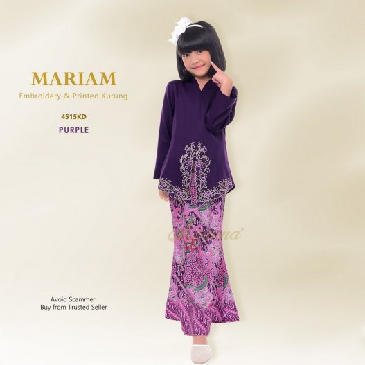 Mariam Embroidery & Printed Kurung 4515KD (Purple)