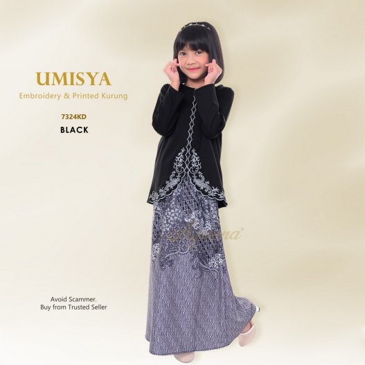 Umisya Embroidery & Printed Kurung 7324KD (Black)