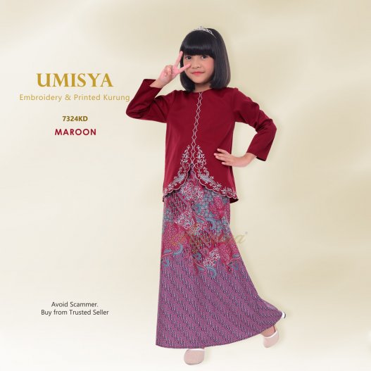 Umisya Embroidery & Printed Kurung 7324KD (Maroon)