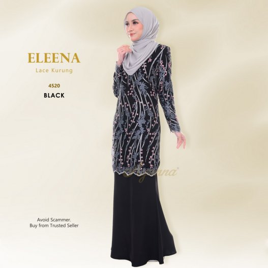 Eleena Lace Kurung 4520 (Black) 