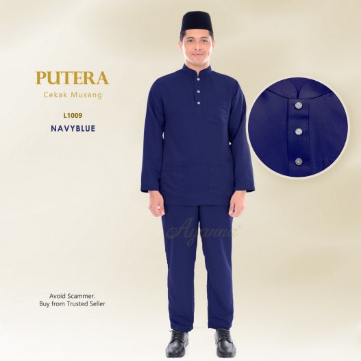 Putera Baju Melayu Cekak Musang L1009 (NavyBlue)