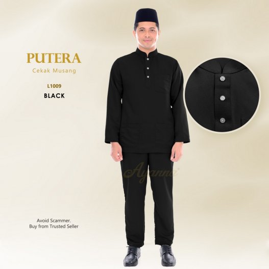 Putera Baju Melayu Cekak Musang L1009 (Black)