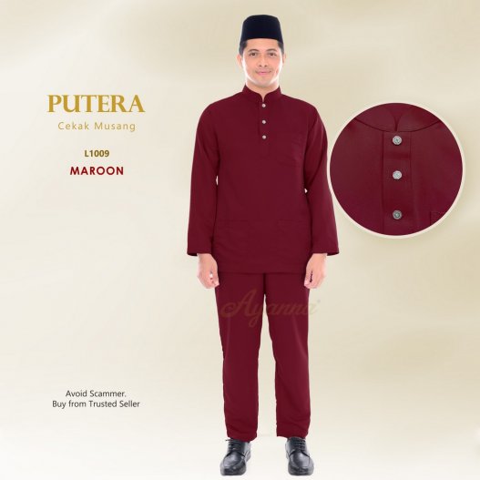 Putera Baju Melayu Cekak Musang L1009 (Maroon)