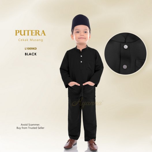 Putera Baju Melayu Cekak Musang L1009KD (Black)