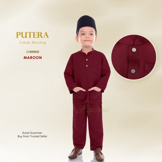 Putera Baju Melayu Cekak Musang L1009KD (Maroon)