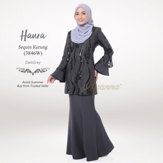 Haura Sequin Kurung 3846W DarkGrey