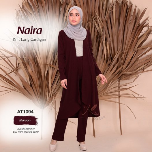 Naira Knit Long Cardigan AT1094 (Maroon)