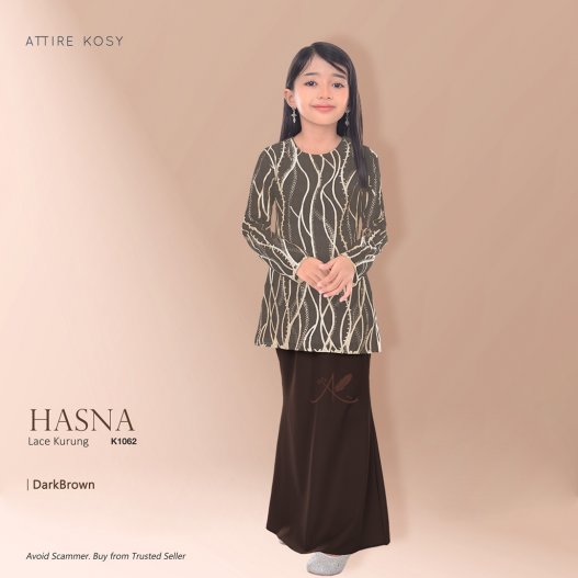 Hasna Lace Kurung K1062 (DarkBrown) 