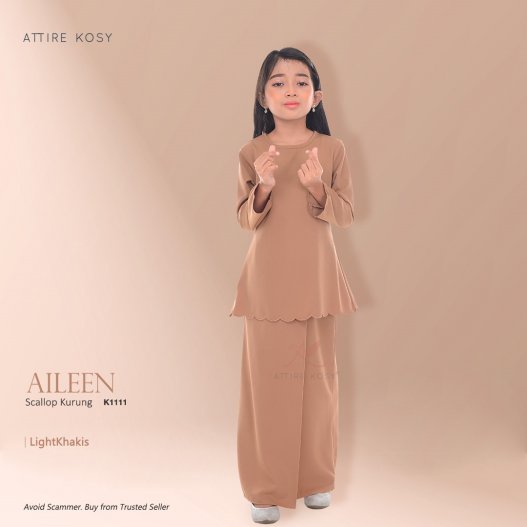 Aileen Scallop Kurung K1111 (KhakisBrown)