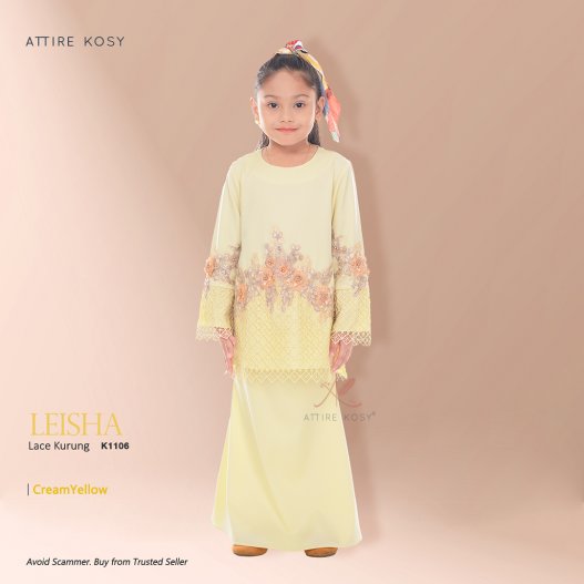 Leisha Lace Kurung K1106 (CreamYellow) 