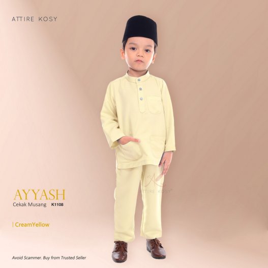 Ayyash Baju Melayu Cekak Musang K1108 (CreamYellow) 