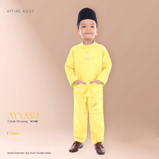 Ayyash Baju Melayu Cekak Musang K1108 (Yellow)