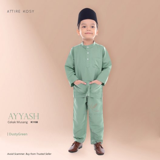 Ayyash Baju Melayu Cekak Musang K1108 (DustyGreen)