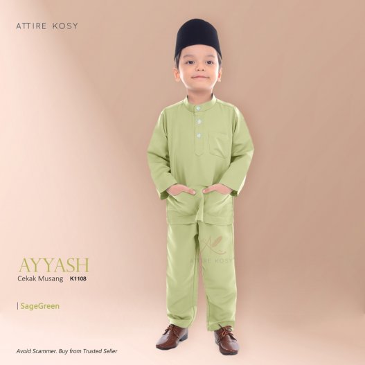 Ayyash Baju Melayu Cekak Musang K1108 (SageGreen)