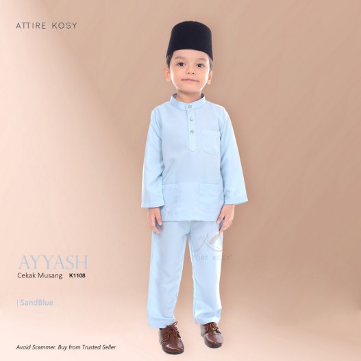 Ayyash Baju Melayu Cekak Musang K1108 (SandBlue) 