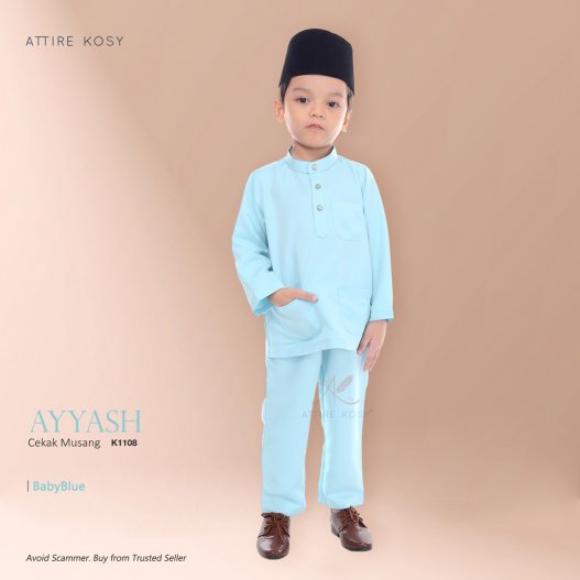 Ayyash Baju Melayu Cekak Musang K1108 (BabyBlue) 