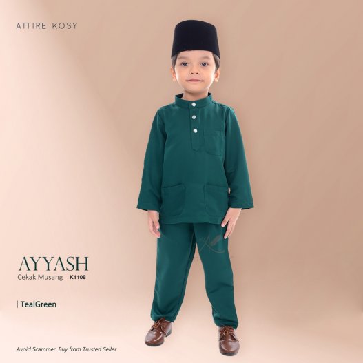 Ayyash Baju Melayu Cekak Musang K1108 (TealGreen)