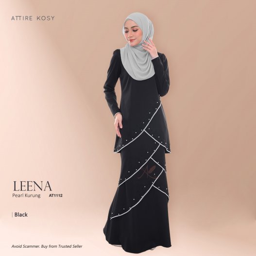 Leena Pearl Kurung AT1112 (Black)