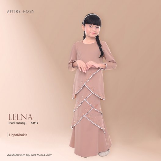 Leena Pearl Kurung K1112 (LightKhakis)