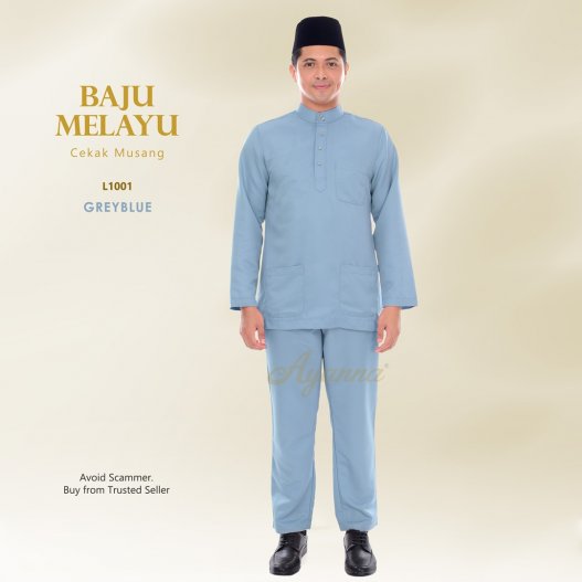 Baju Melayu Cekak Musang L1001 (GreyBlue) 