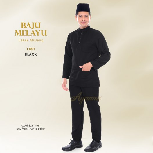 Baju Melayu Cekak Musang L1001 (Black) 