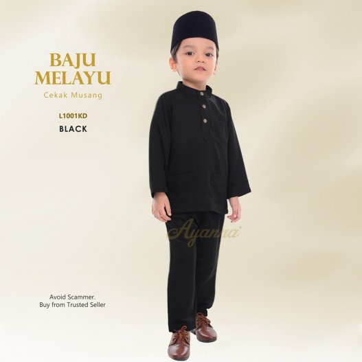 Baju Melayu Cekak Musang L1001KD (Black)