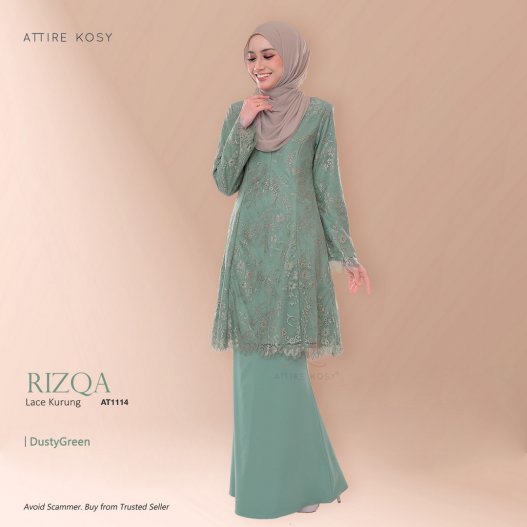 Rizqa Lace Kurung AT1114 (DustyGreen) 