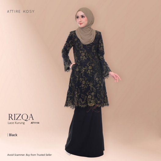 Rizqa Lace Kurung AT1114 (Black)