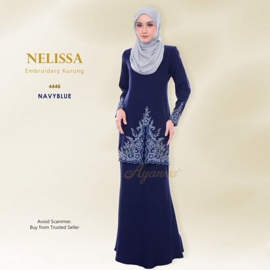 Nelissa Embroidery Kurung 4446 (NavyBlue)