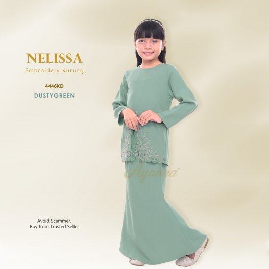 Nelissa Embroidery Kurung 4446KD (DustyGreen)