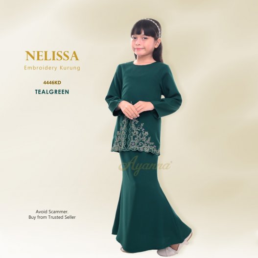 Nelissa Embroidery Kurung 4446KD (TealGreen)