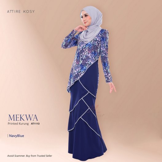 Mekwa Printed Kurung AT1113 (NavyBlue) 