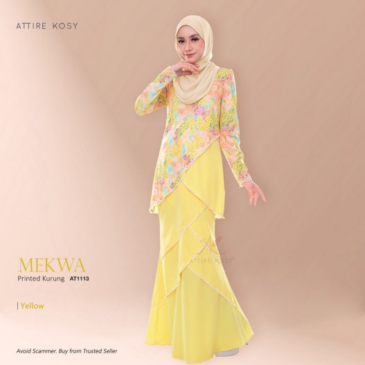 Mekwa Printed Kurung AT1113 (Yellow)