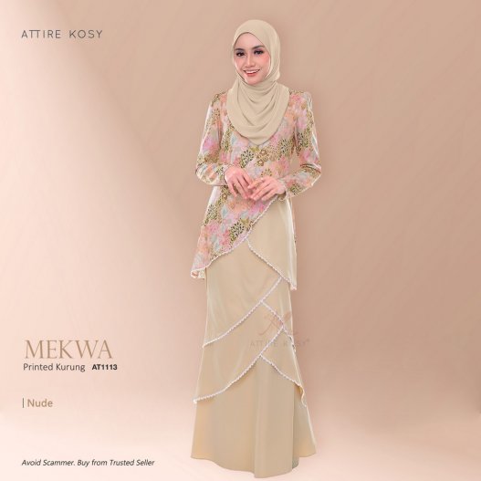 Mekwa Printed Kurung AT1113 (Nude) 