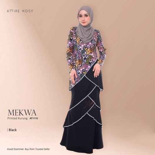 Mekwa Printed Kurung AT1113 (Black) 