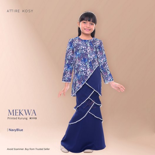 Mekwa Printed Kurung K1113 (NavyBlue) 