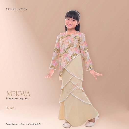 Mekwa Printed Kurung K1113 (Nude)