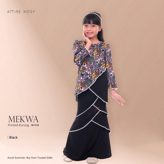 Mekwa Printed Kurung K1113 (Black) 