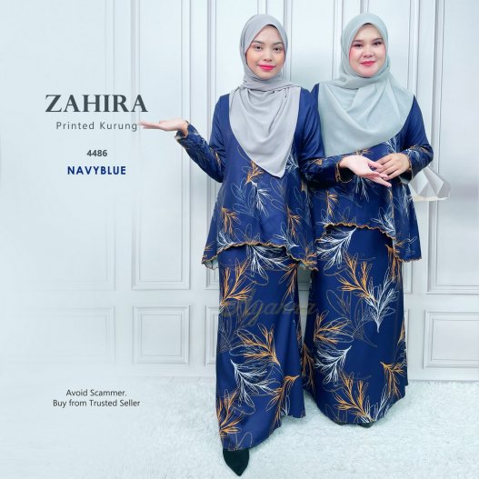 Zahira Printed Kurung 4486 (NavyBlue) 