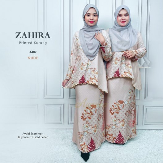 Zahira Printed Kurung 4487 (Nude) 