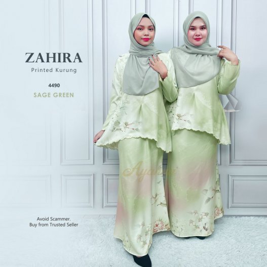 Zahira Printed Kurung 4490 (SageGreen)