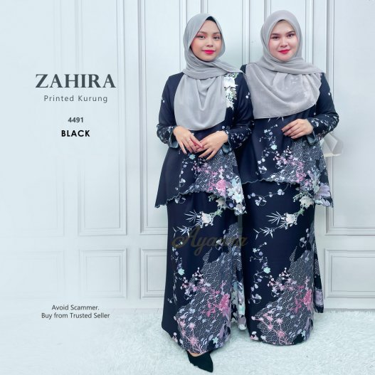 Zahira Printed Kurung 4491 (Black)